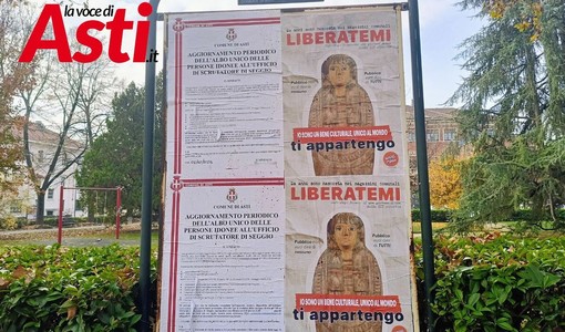 Asti: manifesti in città per la mummia egizia 'dimenticata' Asti: manifesti in città per la mummia egizia 'dimenticata'