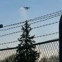 Il drone in volo nei pressi della pista dell'aeroporto cuneese