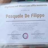 Il diploma in memoria di Pasquale De Filippo