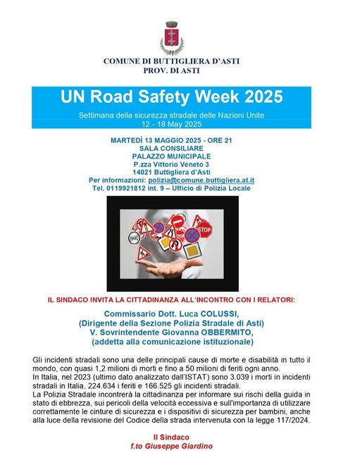 In programma a Buttigliera un incontro sul tema della sicurezza stradale