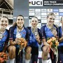 Elisa Balsamo e le ragazze del quartetto con la medaglia d'argento al collo - Foto Federciclismo Elisa Balsamo e le ragazze del quartetto con la medaglia d'argento al collo - Foto Federciclismo