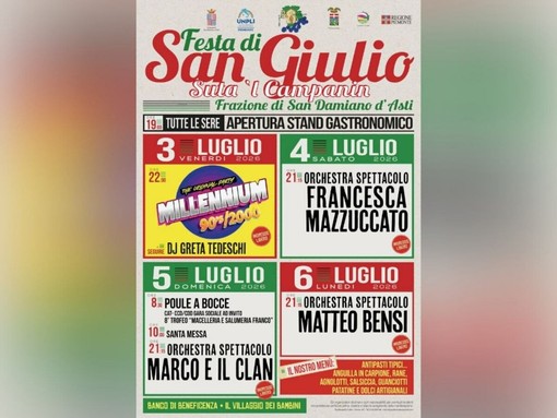 San Damiano: frazione San Giulio in festa tra specialità culinarie e grandi serate danzanti