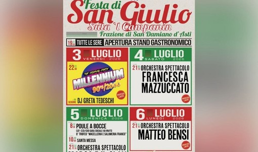 San Damiano: frazione San Giulio in festa tra specialità culinarie e grandi serate danzanti