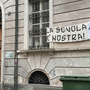 Lo striscione esposto da Azione Studentesca Lo striscione esposto da Azione Studentesca