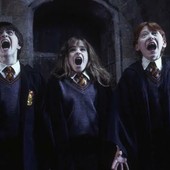 Un frame tratto da Harry Potter e la pietra filosofale con gli allora (2001) giovanissimi protagonisti Un frame tratto da Harry Potter e la pietra filosofale con gli allora (2001) giovanissimi protagonisti