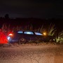 L'auto finita fuori strada dopo l'investimento dei cinghiali