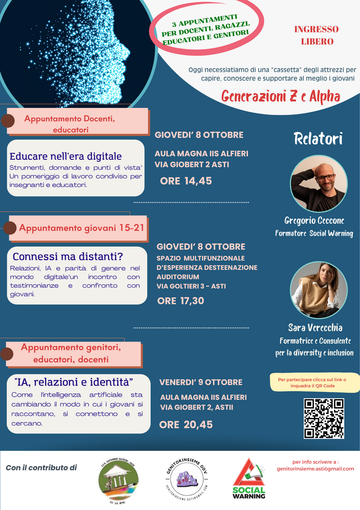 Generazione Z e Alpha, tre incontri per orientarsi nel mondo digitale Generazione Z e Alpha, tre incontri per orientarsi nel mondo digitale