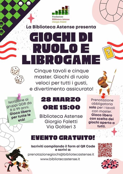 Asti, alla Biblioteca Astense un pomeriggio tra giochi da tavolo e avventure GDR