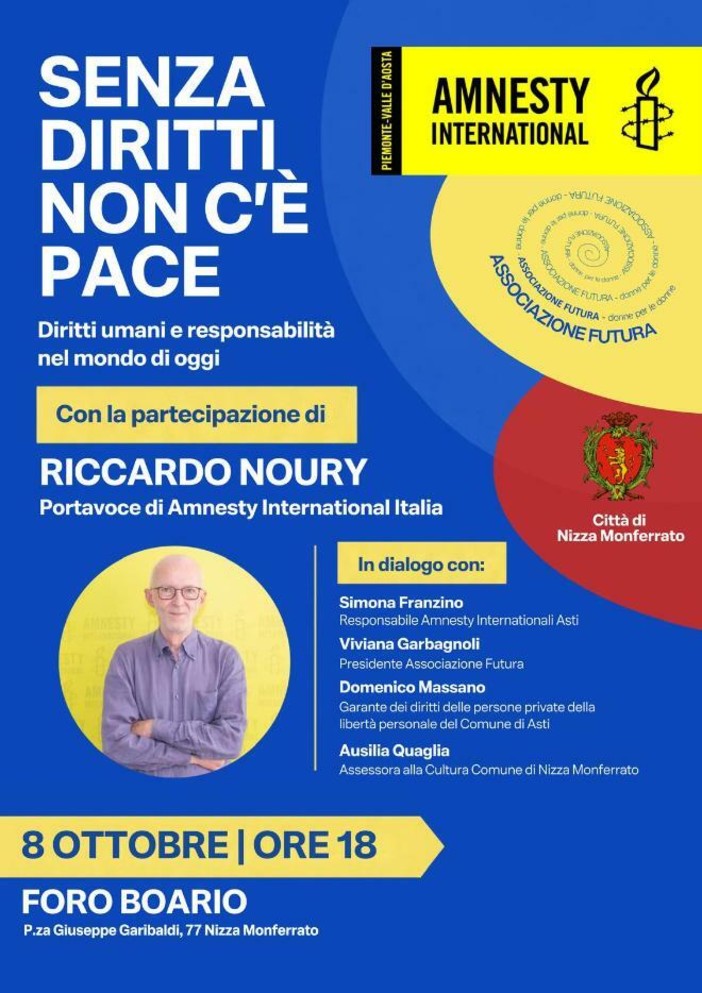 “Senza diritti non c’è pace”: a Nizza Monferrato un incontro con Riccardo Noury “Senza diritti non c’è pace”: a Nizza Monferrato un incontro con Riccardo Noury