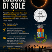 A Montaldo Scarampi una serata con il naso all’insù: arriva l’eclissi di Sole al Mons Altus A Montaldo Scarampi una serata con il naso all’insù: arriva l’eclissi di Sole al Mons Altus