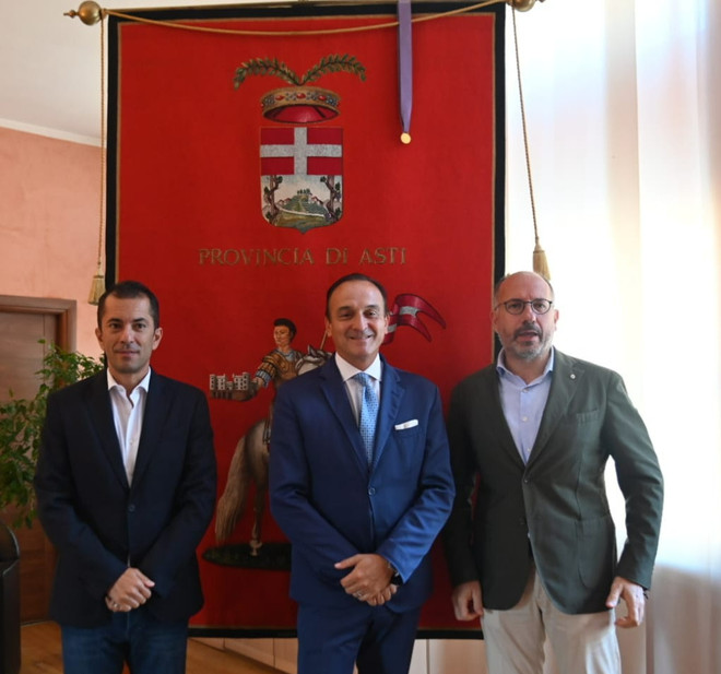 Il presidente della Regione Piemonte Alberto Cirio in visita istituzionale ad Asti