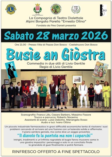 Castelnuovo Don Bosco, il teatro dialettale torna in scena con “Busìe an Giòstra”