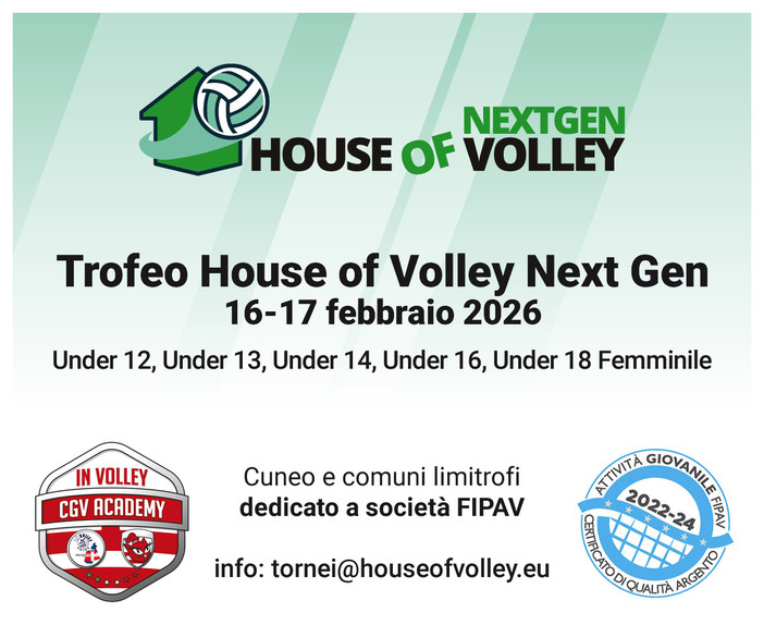 House of Volley NEXTGEN: a febbraio il debutto a Cuneo House of Volley NEXTGEN: a febbraio il debutto a Cuneo