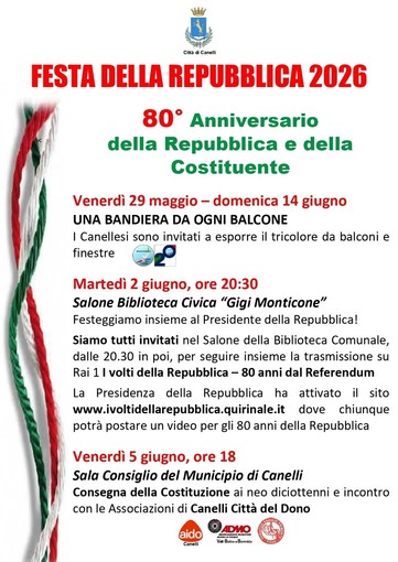 Canelli celebra gli 80 anni della Repubblica tra memoria, Tricolore e Costituzione