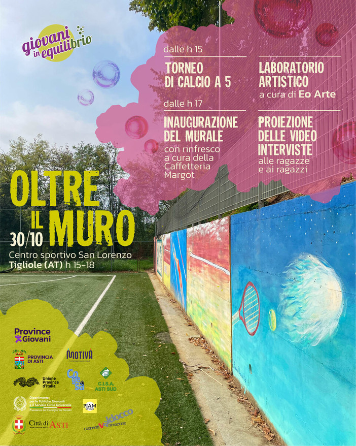Tigliole, un murale realizzato dai giovani per la comunità: inaugurazione il 30 ottobre