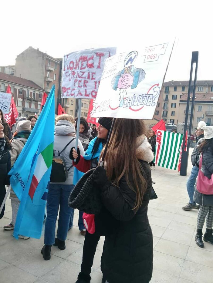 Il presidio Konecta a Torino