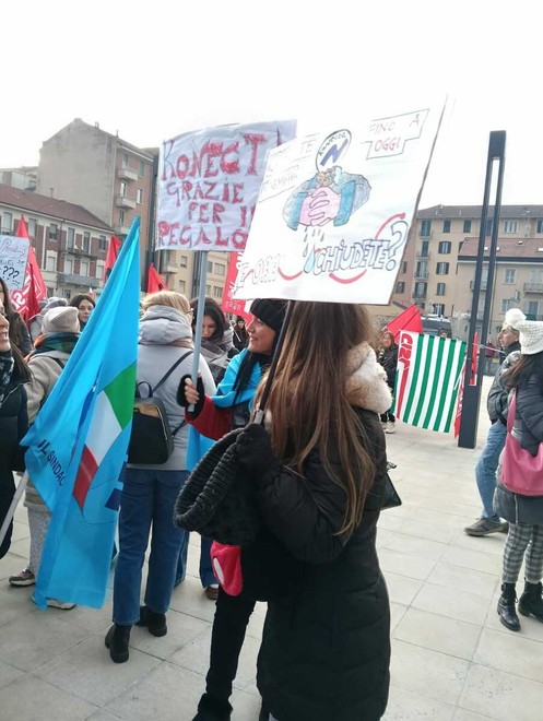 Il presidio Konecta a Torino