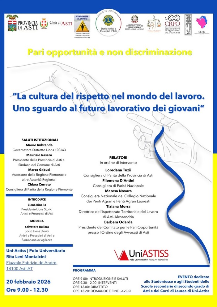 Asti, il lavoro e i giovani: un convegno sulla cultura del rispetto, promosso dal Lions storici artisti e presepisti
