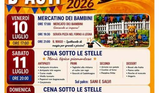 Castiglione d'Asti si prepara per l'estate 2026 tra enogastronomia, spettacoli e teatro Castiglione d'Asti si prepara per l'estate 2026 tra enogastronomia, spettacoli e teatro