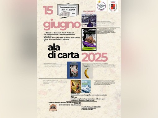 A Passerano torna &quot;Ala di carta&quot;, un giorno tra libri e autori