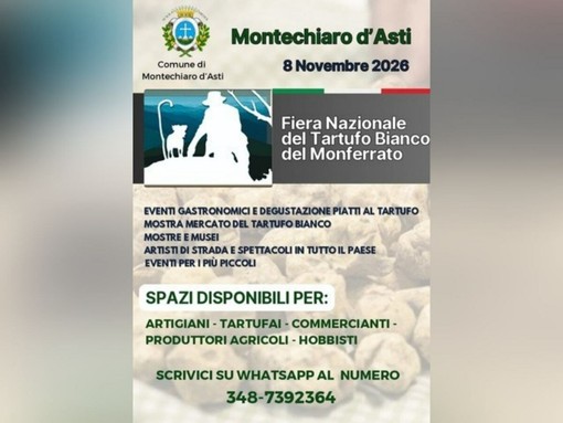Fiera del tartufo di Montechiaro d'Asti, ultimi giorni per candidarsi tra gli espositori Fiera del tartufo di Montechiaro d'Asti, ultimi giorni per candidarsi tra gli espositori