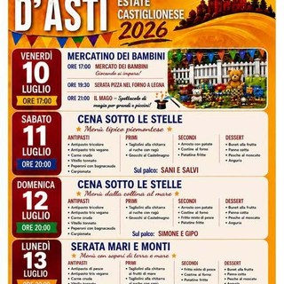 Castiglione d'Asti si prepara per l'estate 2026 tra enogastronomia, spettacoli e teatro