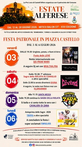 Castell’Alfero celebra la Festa Patronale: quattro giorni di musica, gastronomia, camminate e cultura