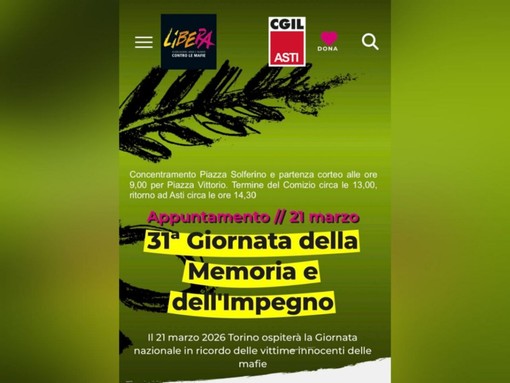 Anche la Cgil di Asti si mobilita per la giornata in ricordo delle vittime delle mafie