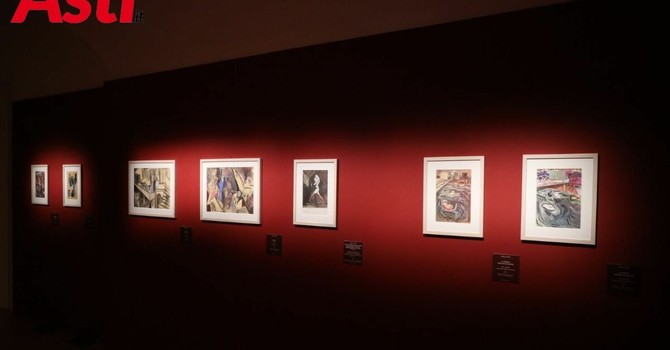 Alcune delle opere di Paolo Conte esposte in mostra a Palazzo Mazzetti (ph. Efrem Zanchettin - Merfephoto)