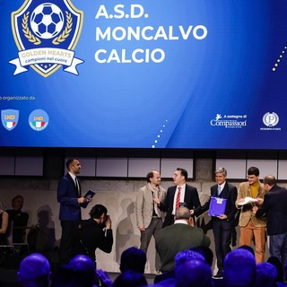 Bella premiazione per il Moncalvo calcio, alla Nuvola Lavazza di Torino, nella prima &quot;Golden Hearts&quot;