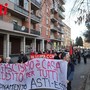 Un'immagine della marcia antifascista seguita l'imbrattamento della sede del Coordinamento Asti Est