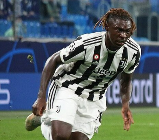 Moise Kean con la maglia della Juventus Moise Kean con la maglia della Juventus