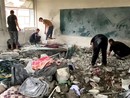 Macerie in una scuola di Gaza rasa al suolo da un attacco dell'IDF Macerie in una scuola di Gaza rasa al suolo da un attacco dell'IDF