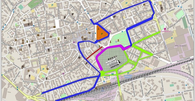 La cartina con le modifiche alla viabilità La cartina con le modifiche alla viabilità