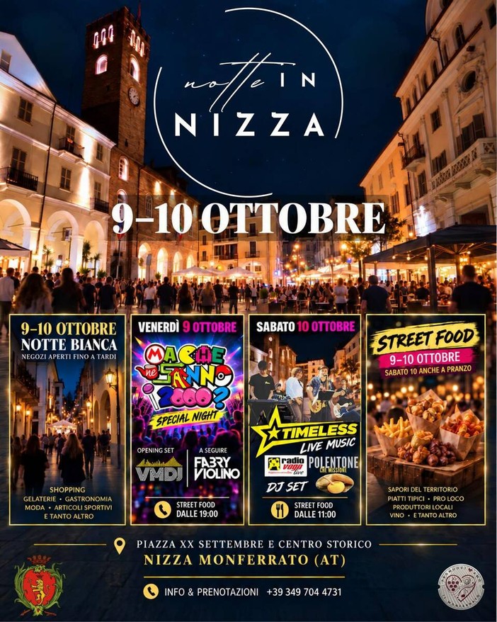 Con "Notte in Nizza", la città si vestirà a festa nel fine settimana del 9 e 10 ottobre Con "Notte in Nizza", la città si vestirà a festa nel fine settimana del 9 e 10 ottobre