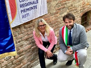 La prima mattonella, dedicata a Marcello Bertinetti, argento nella sciabola alle Olimpiadi di Londra del 1908