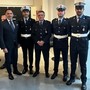 Tre dei quattro nuovi agenti (l'assente è impegnato in un corso di formazione) ritratti con l'assessore alla Polizia Locale Luigi Giacomini e con il comandante Riccardo Saracco Tre dei quattro nuovi agenti (l'assente è impegnato in un corso di formazione) ritratti con l'assessore alla Polizia Locale Luigi Giacomini e con il comandante Riccardo Saracco