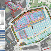 La planimetria della nuova disposizione degli stalli mercatali La planimetria della nuova disposizione degli stalli mercatali