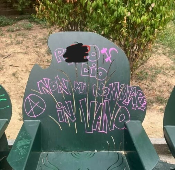 La panchina vandalizzata. La panchina vandalizzata.