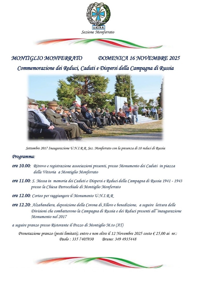 Montiglio Monferrato ricorda i Caduti e i Reduci della Campagna di Russia Montiglio Monferrato ricorda i Caduti e i Reduci della Campagna di Russia