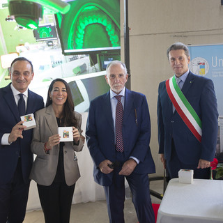 In foto: il presidente della Regione Piemonte, Alberto Cirio, la vicepresidente del Senato, Licia Ronzulli, il professor Enrico Gherlone, rettore dell'Università Vita-Salute San Raffaele e il sindaco di Montiglio Monferrato, Dimitri Tasso