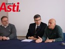 Il vicepreside del Giobert, Mario Fassio, il presidente dell'Unione industriali, Luigi Costa,  il capogruppo dei costruttori edili dell’Unione, Carlo Fornaca (MerfePhoto)