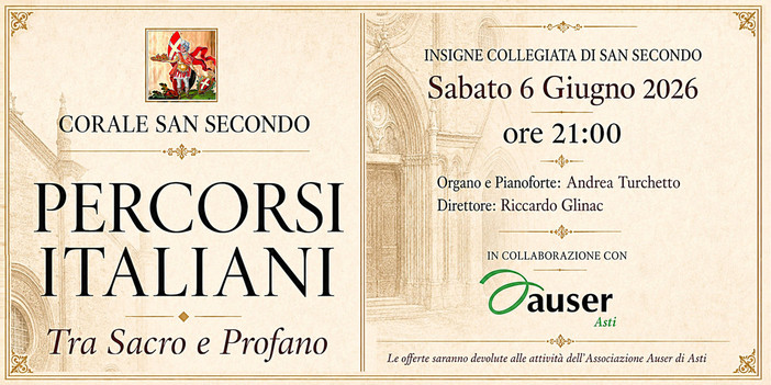 Note di solidarietà ad Asti con il concerto della Corale San Secondo Note di solidarietà ad Asti con il concerto della Corale San Secondo
