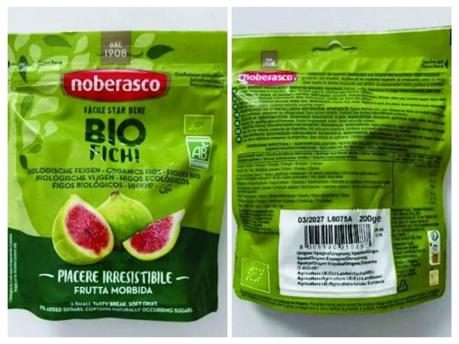 Scatta il richiamo per un lotto di fichi secchi bio di Noberasco Scatta il richiamo per un lotto di fichi secchi bio di Noberasco