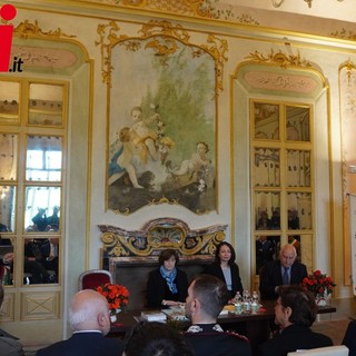 Immagini della presentazione dei lavori di restauro del Salone