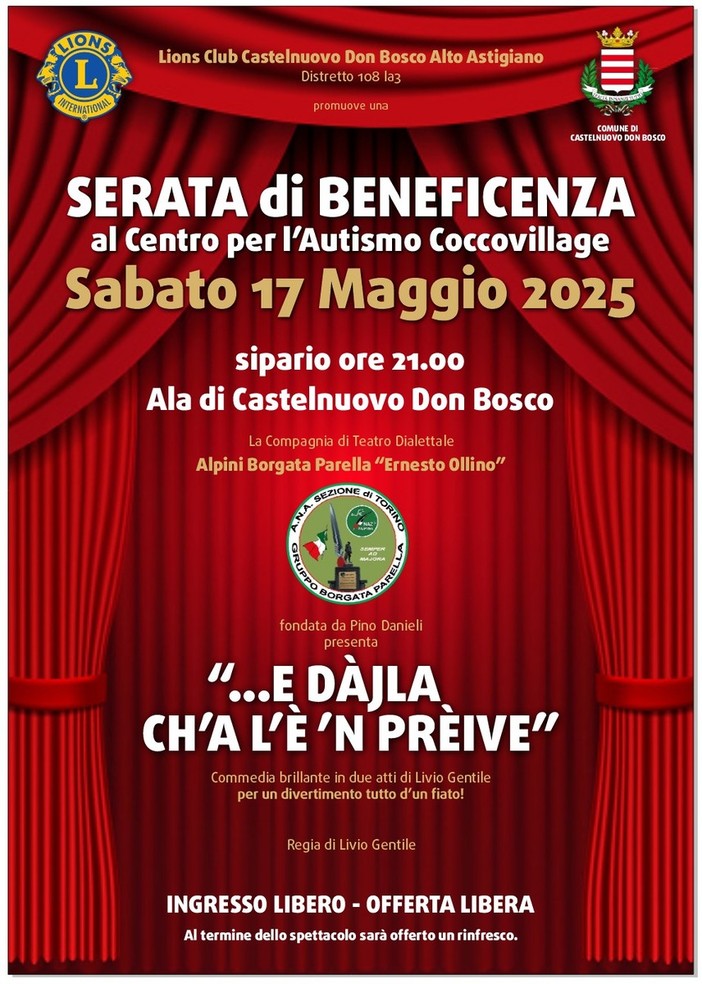 Castelnuovo Don Bosco, uno spettacolo teatrale per aiutare Coccovillage