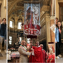Nel collage: gli insigniti dell'Ordine di San Secondo, il drappo in chiesa e l'ordine degli avvocati con Giulia Colucci (MerfePhoto)