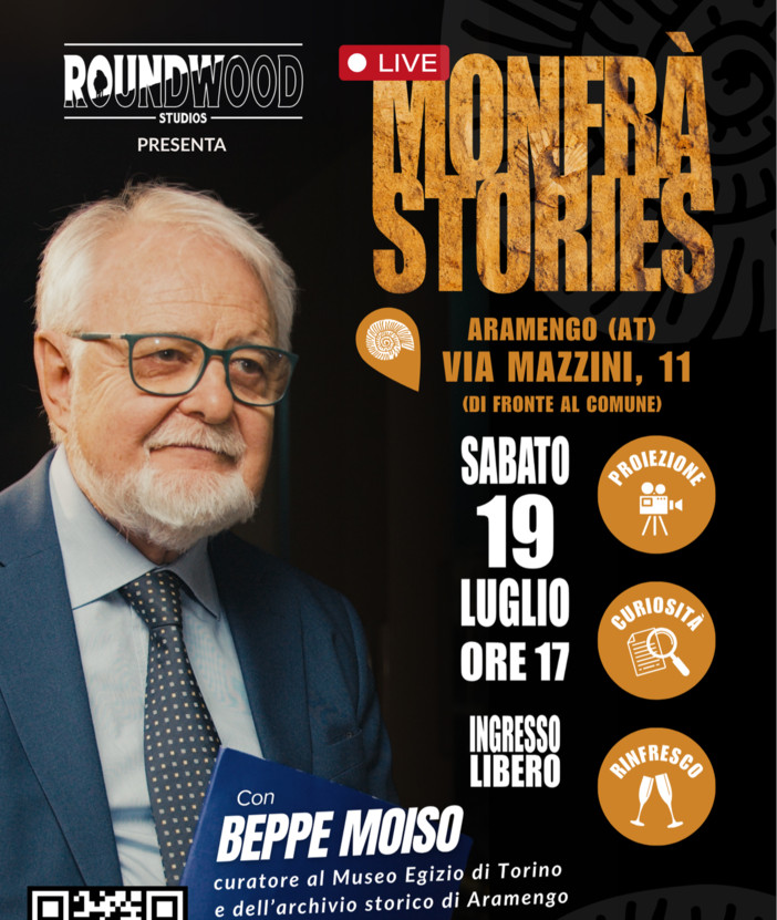 &quot;Monfrà Stories&quot; debutta ad Aramengo con Beppe Moiso, curatore del Museo Egizio