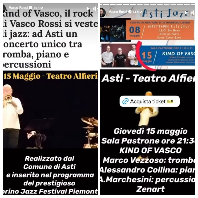 Asti piace anche a Vasco Rossi che la cita nelle sue &quot;stories&quot;