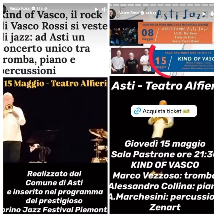 Asti piace anche a Vasco Rossi che la cita nelle sue &quot;stories&quot;